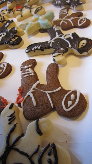 Raked view of cookie carnage