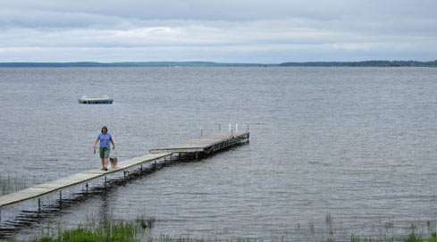 Laura and Photon on the cottage dock