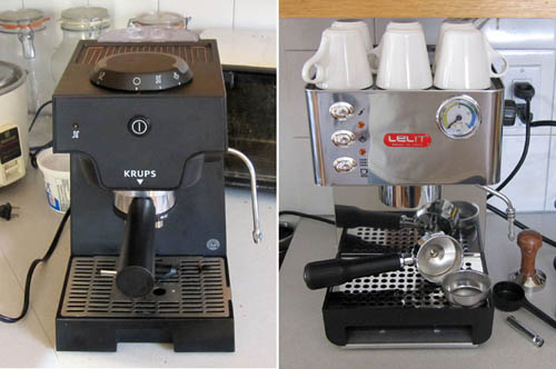 Old and new espresso machines