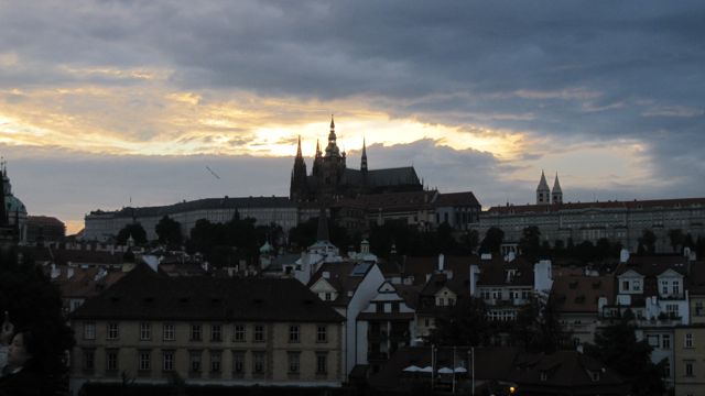 castle at dusk