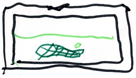 Golf green on big screen TV drawing by Jon