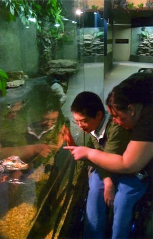 Jon alooking at reptiles