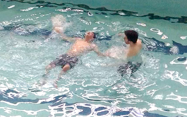 Jon doing the elementary backstroke Jon doing the elementary backstroke