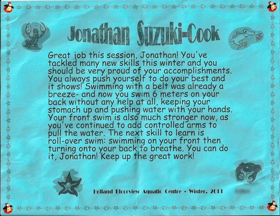 Swimming Certificate