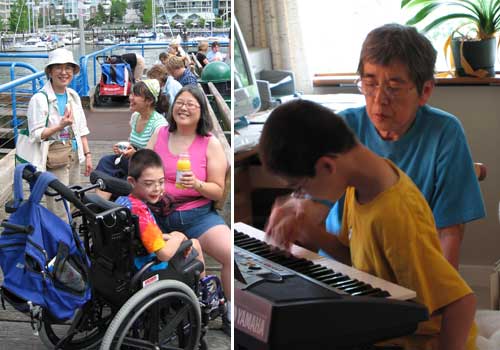 The gang at Granville Island, Bachan with Jon at the piano