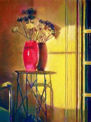 portrait of red vase at sunrise