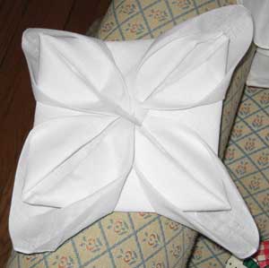 detail of an intricately folded handkerchief