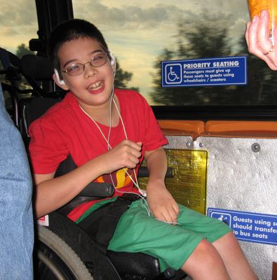 Jon on the Disney bus