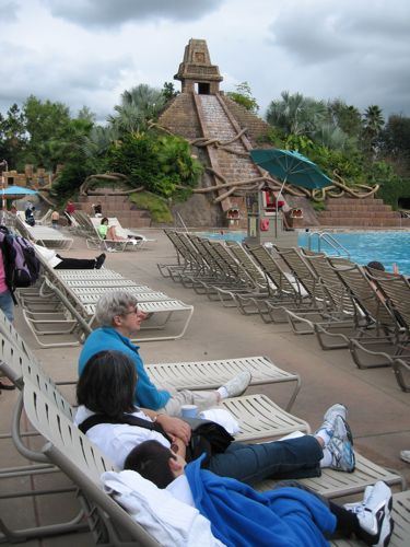 Jon sick in shadow of fancy Disney pool