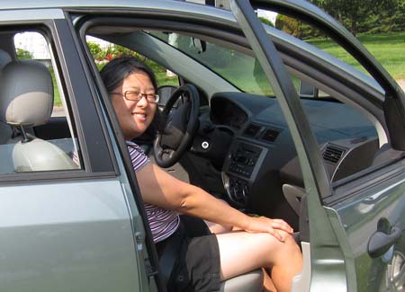 Laura at the car
