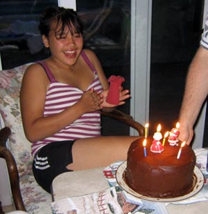 Midori and her birthday cake