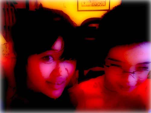 Midori and Jon through a glow filter