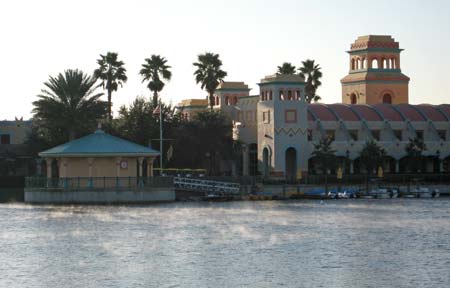 mist on the water of the resort