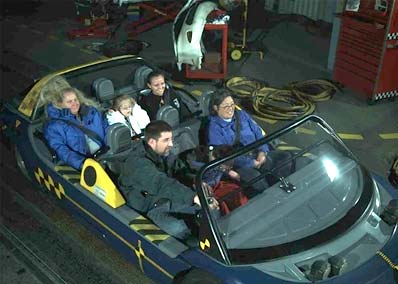 Jon, Peter and Laura on the Test Track ride